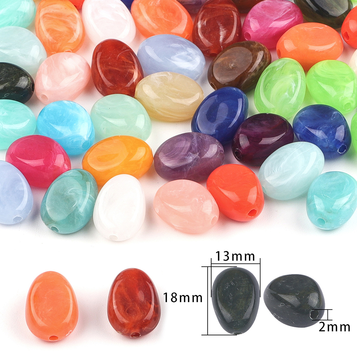 Shaped beads 18x13mm aperture about 2mm random col