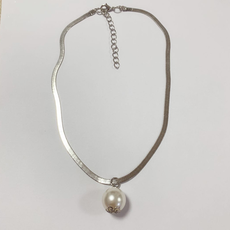Chain pearl single layer silver