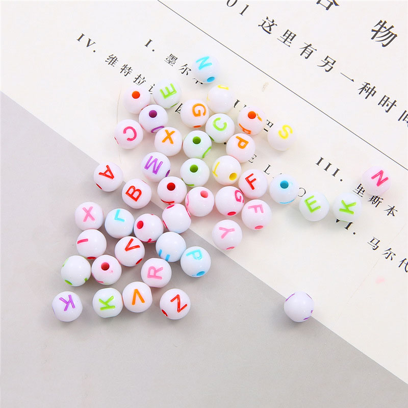 1:8mm bead aperture 2mm white with color characters