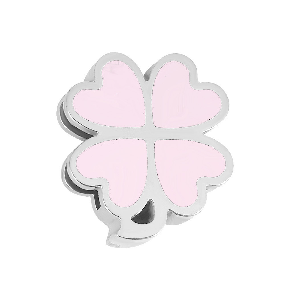 Four-leaf clover, silver pink