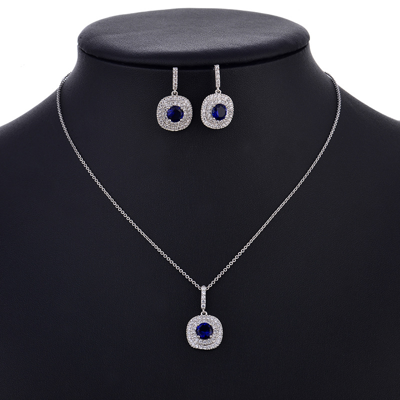 Platinum blue zircon necklace