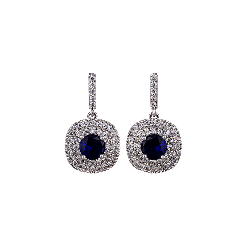 White gold and blue zircon earrings