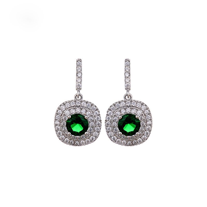 Platinum green zircon stud earrings