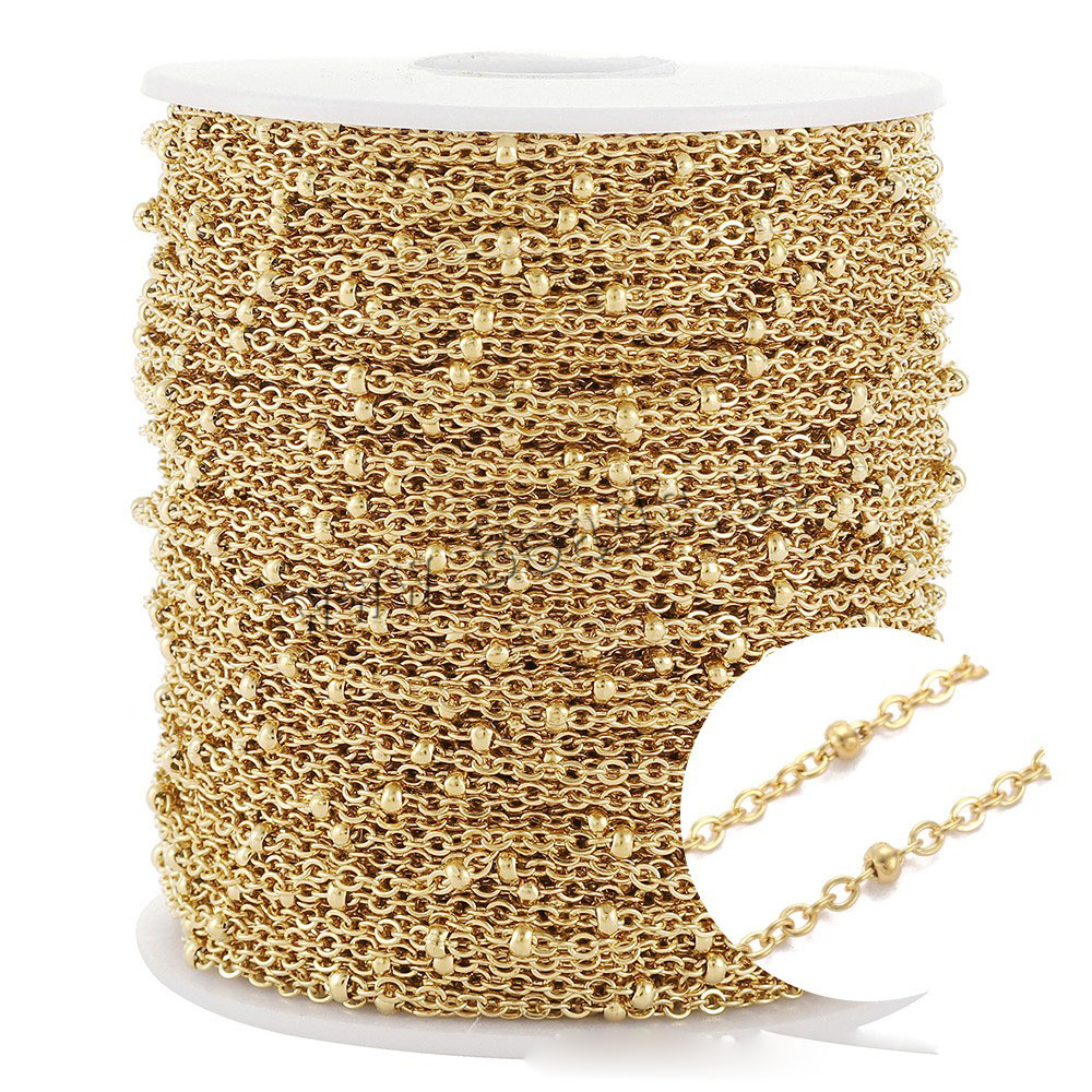 Gold beads 3mm, chain width 2mm