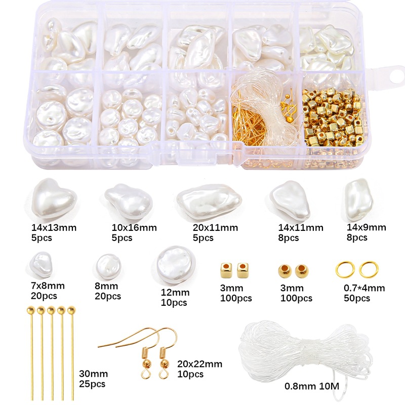 (65g) 10 case ABS shaped pearl   accessories 1 set/bag