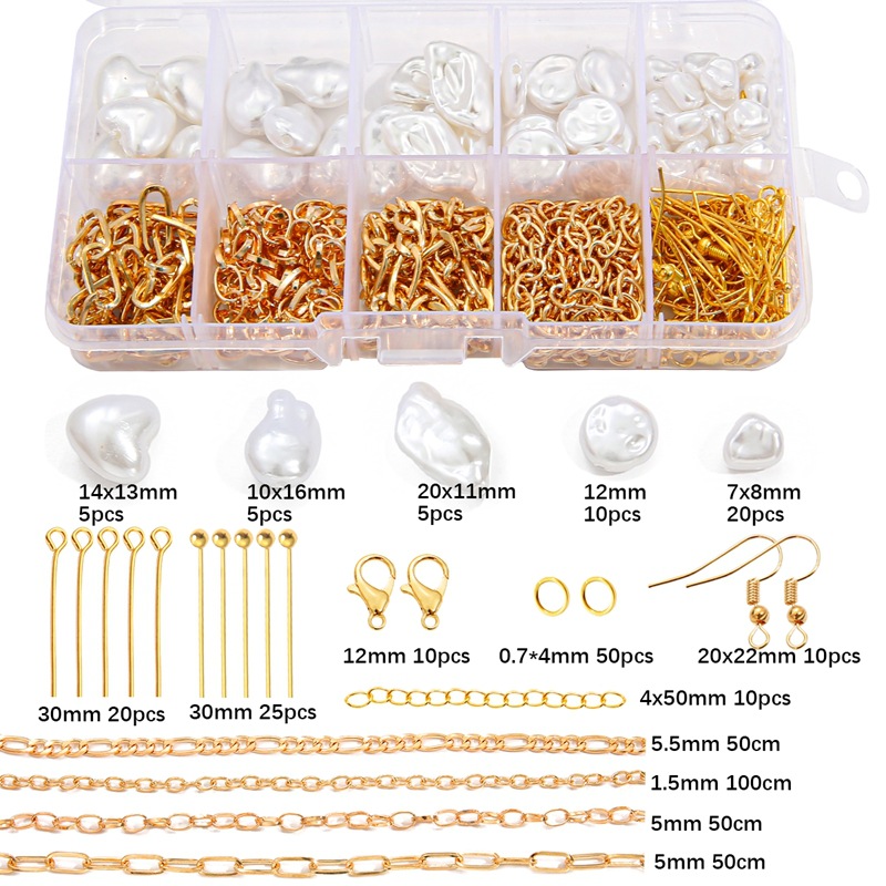 (110g) 10 case ABS shaped pearl   chain   accessories 1 set/bag