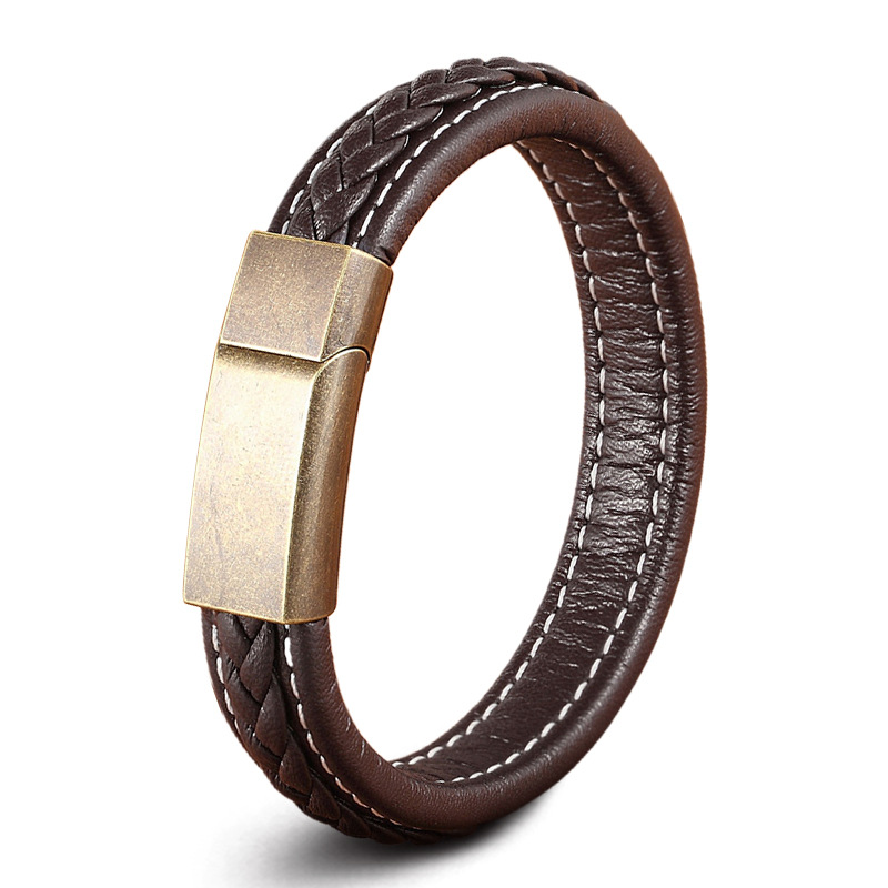 Gold buckle brown leather-19cm
