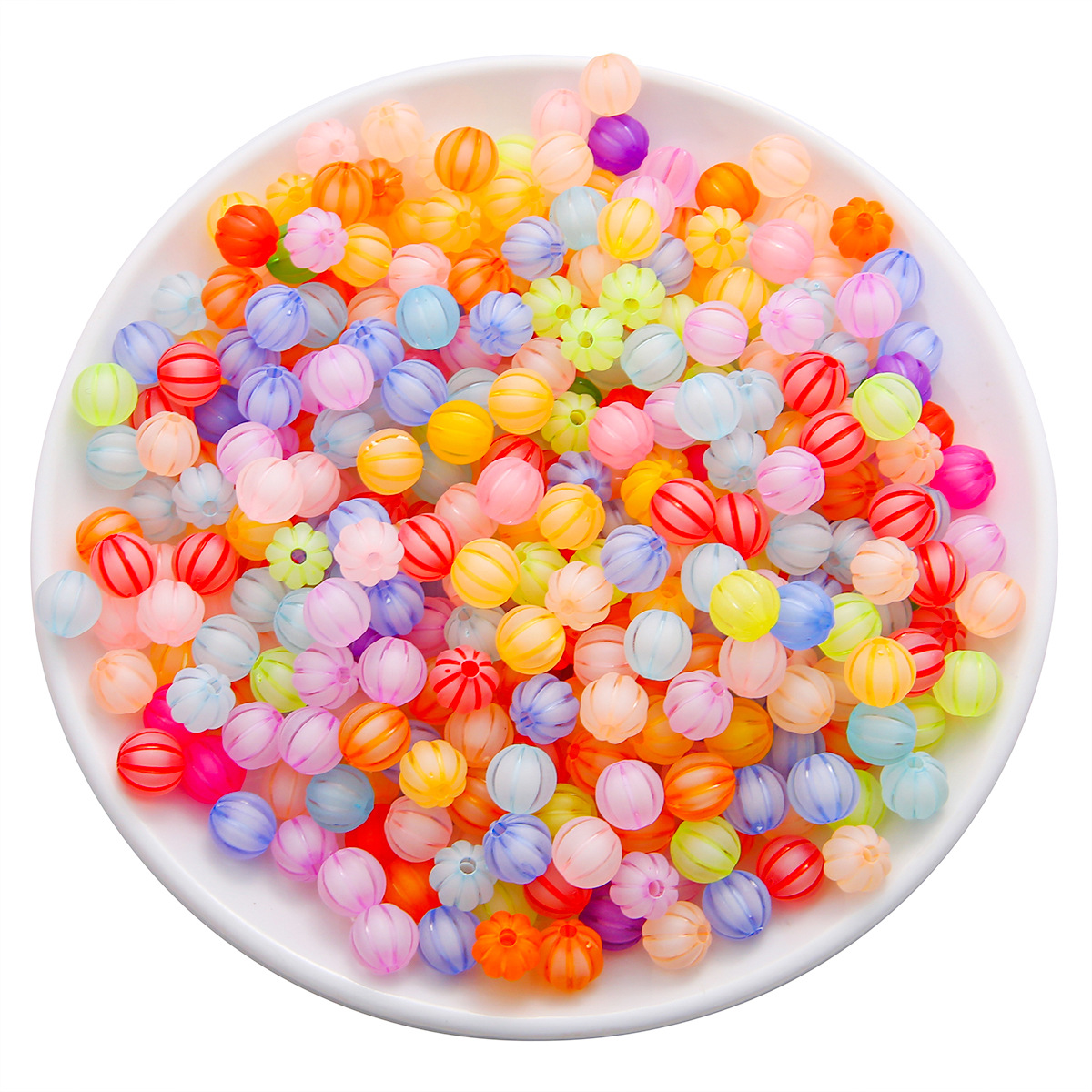 1:Pumpkin beads 10mm in diameter mixed color about 73pcs / bag