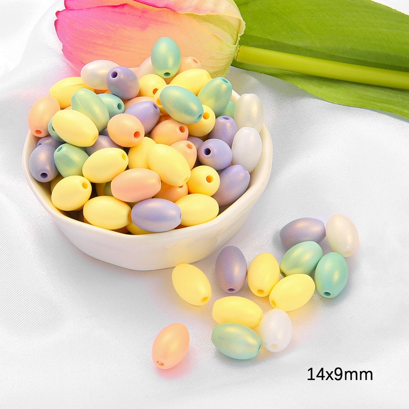 Ice cream oval beads 14x9mm about 50 / pack