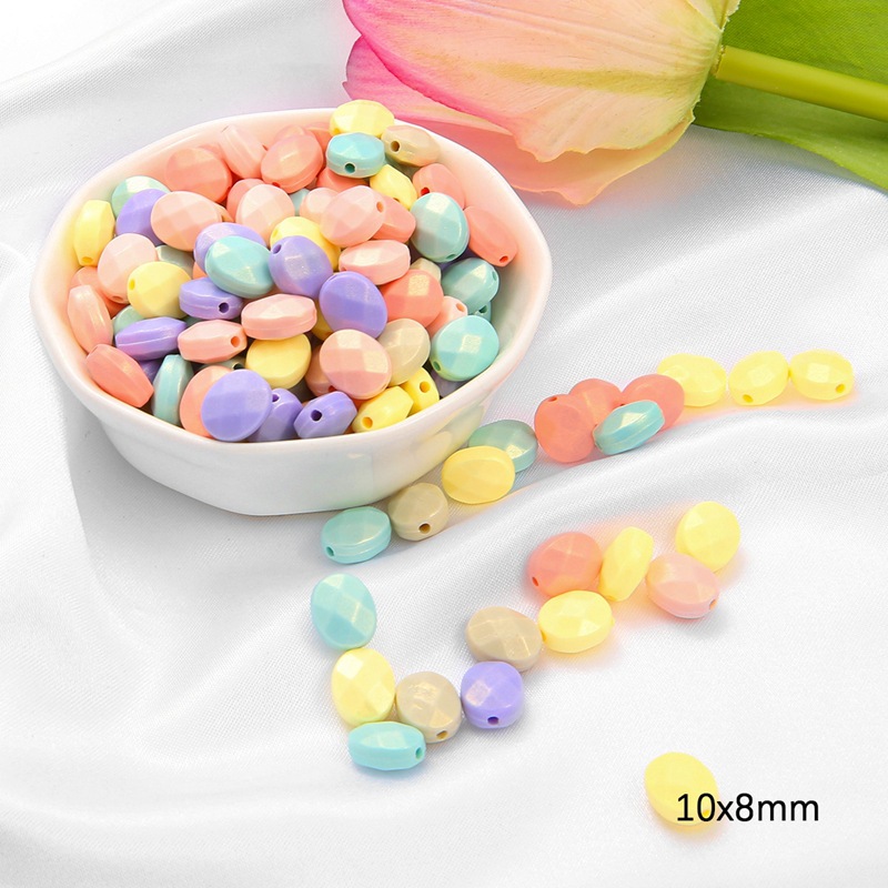 15:Ice cream cut surface long flat beads 10x8mm about 110 / bag