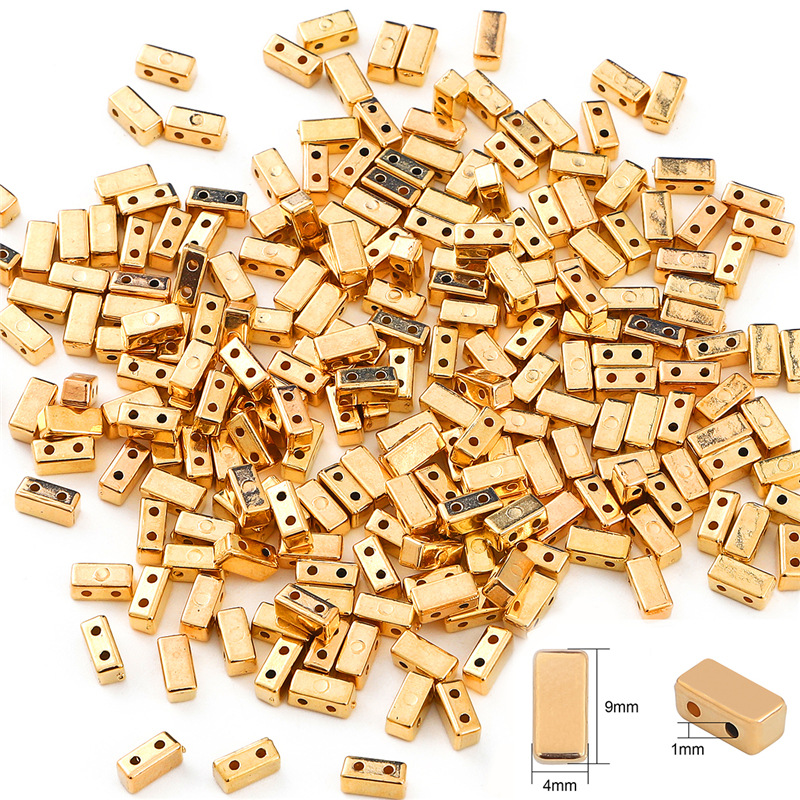 2:4x9mm ancient gold acrylic small double-hole beads about 100/pack