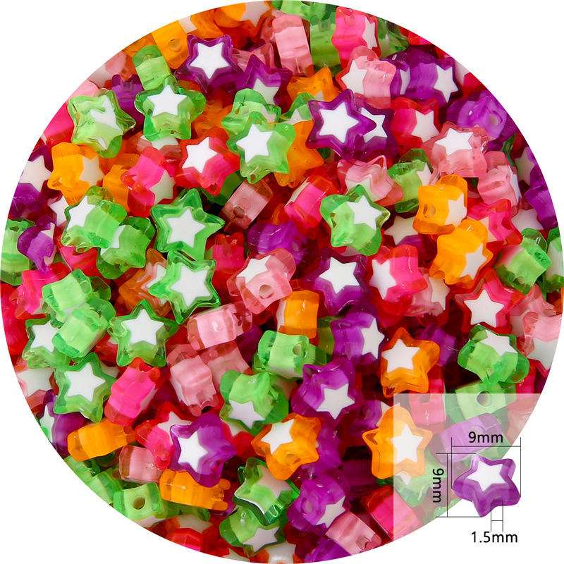 1:Acrylic five-pointed star mixed color about 80 pieces/pack