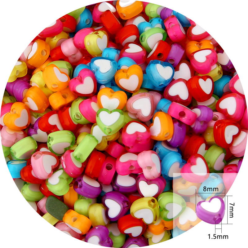 2:Acrylic heart-shaped mixed color about 80 pcs/pack