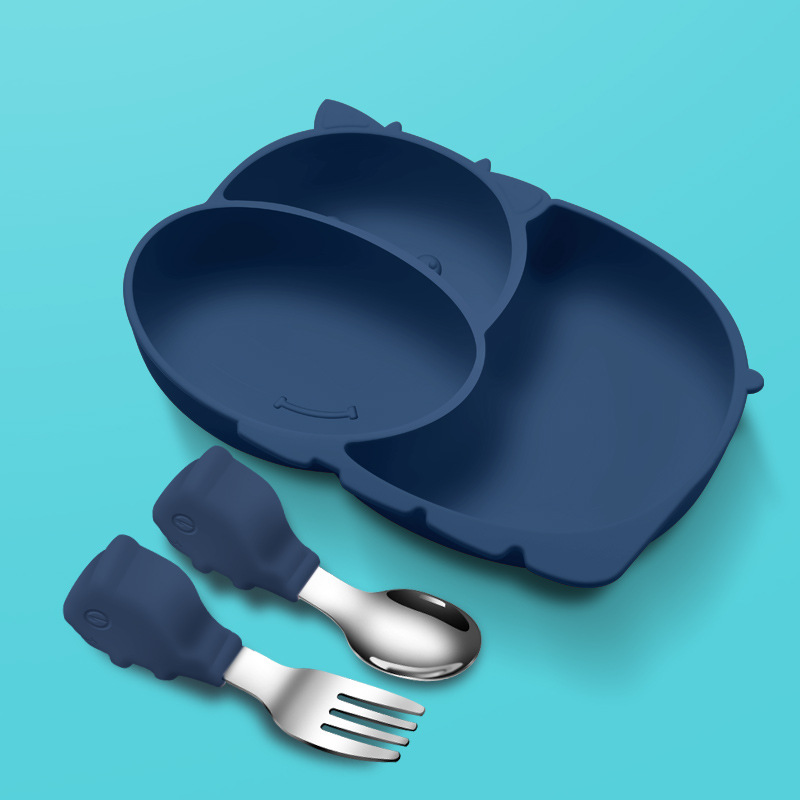 Blue plate with piglet spoon fork OPP bag