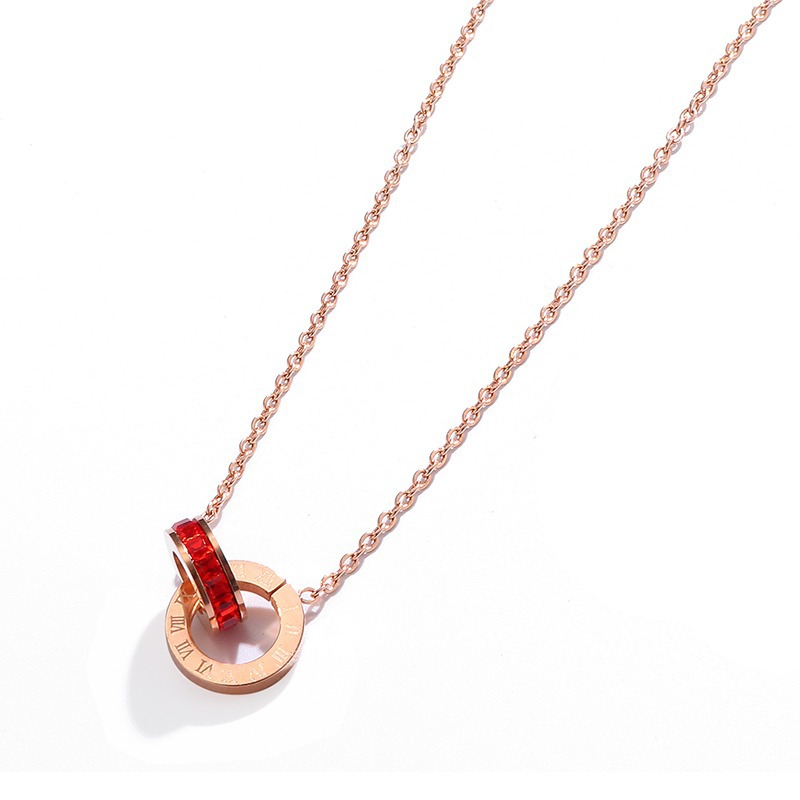 2:Roman red diamond rose gold necklace