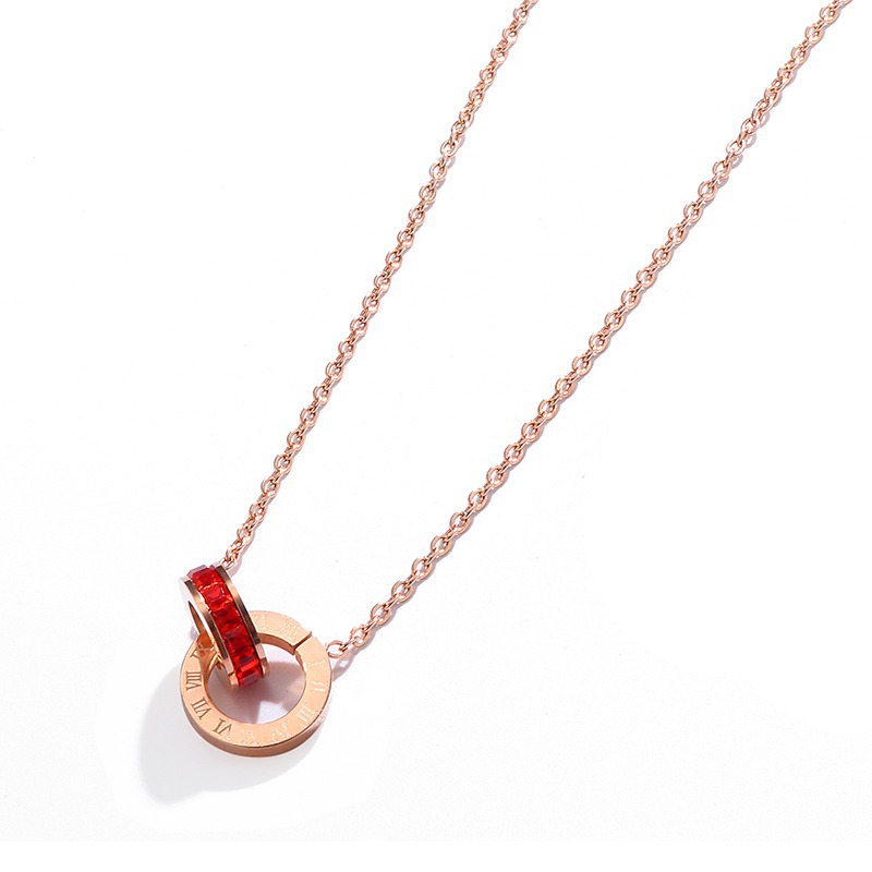 Roman red diamond rose gold necklace