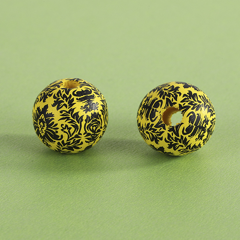 4:Black floral on yellow background