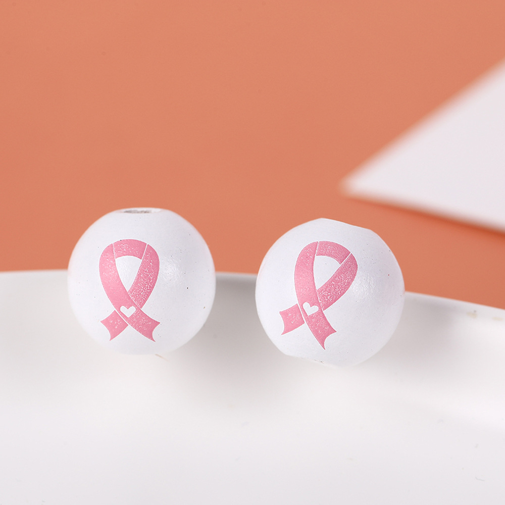 One-sided printed pink ribbon on white