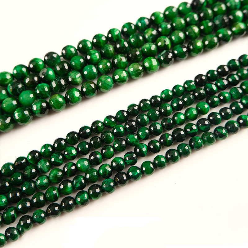 8:Green tiger, Faceted Round 6mm