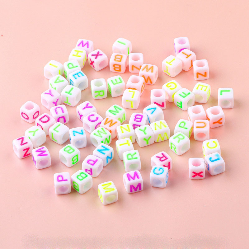 6x6mm#02 fluorescent letters, about 100 pieces/pac