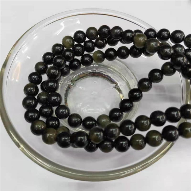 Black with gold 6mm (64 pieces/strand)