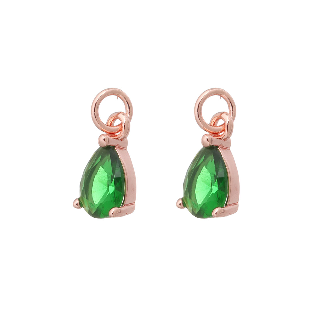 rose gold plated with green CZ