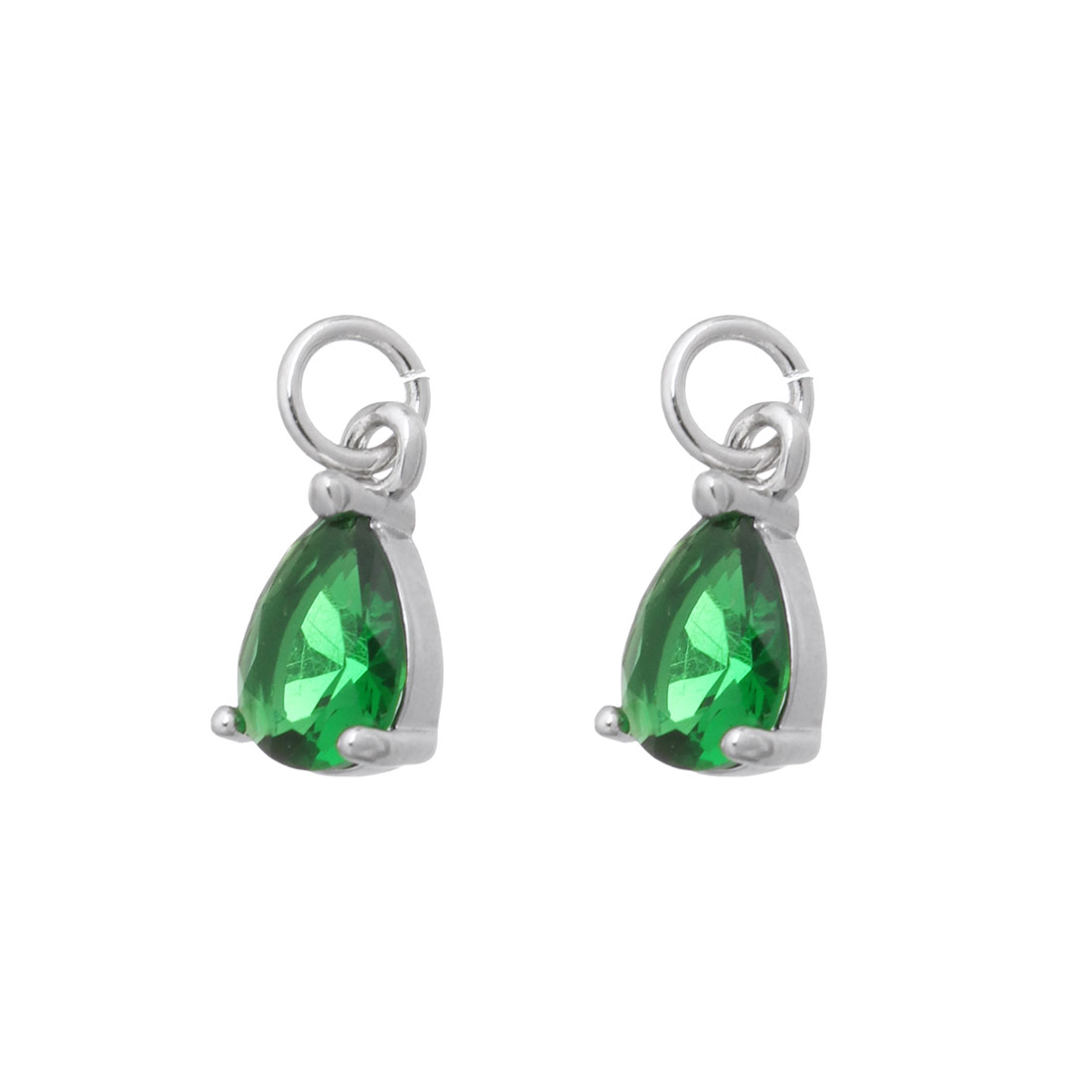 platinum plated with green CZ