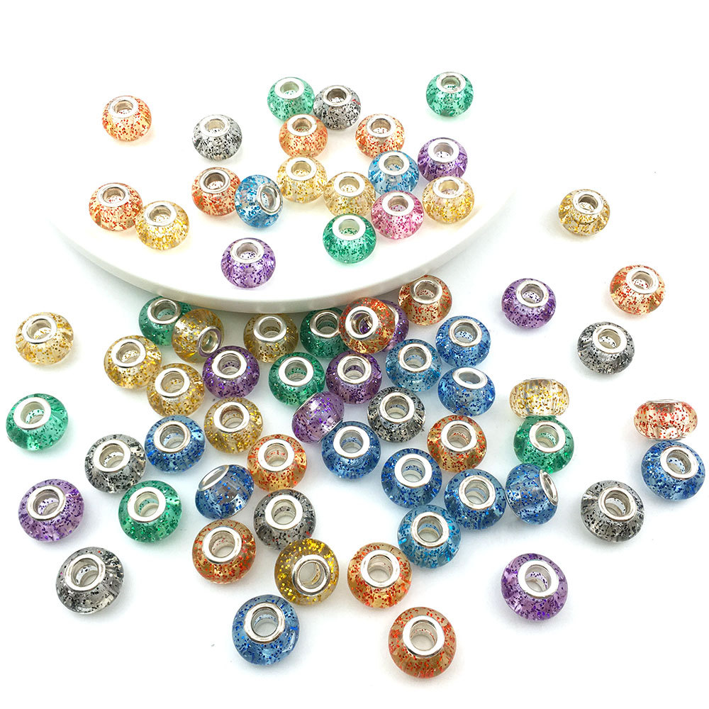 Mix 10 fine glitter beads - 13980