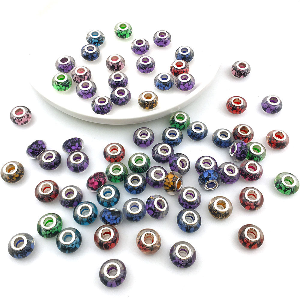Mix 10 printed beads - 13977