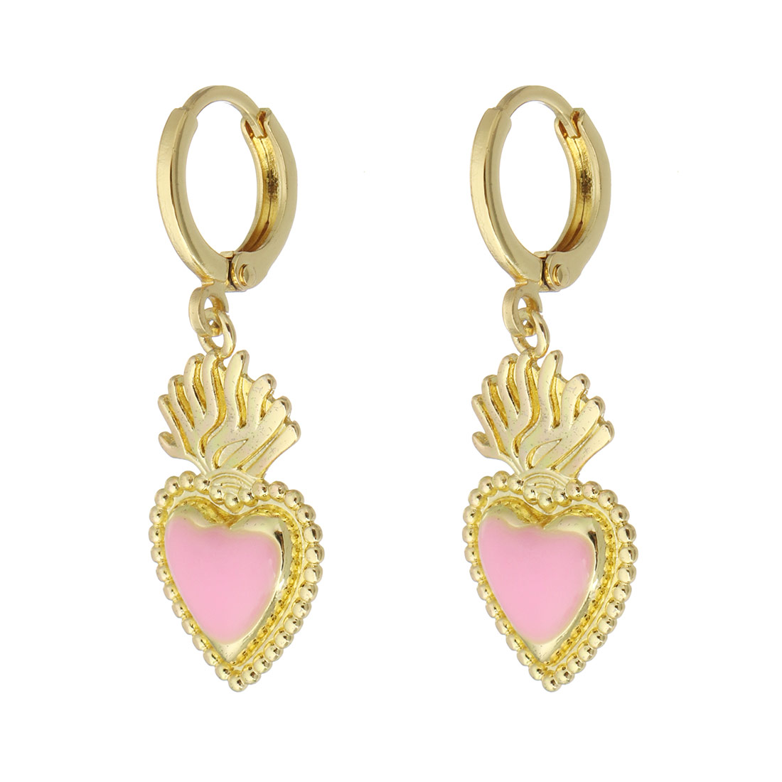 gold color plated with pink enamel