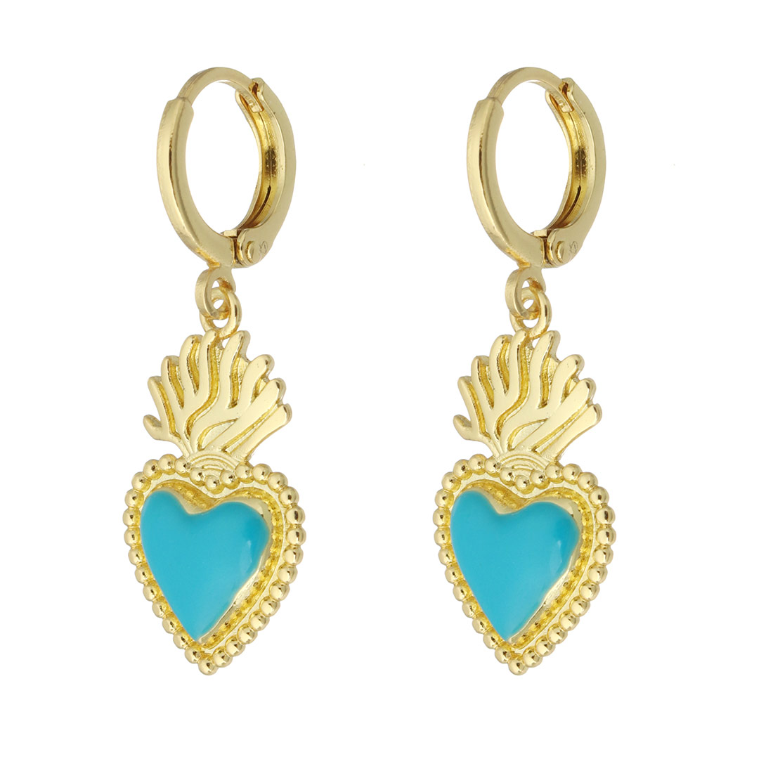 gold color plated with blue enamel