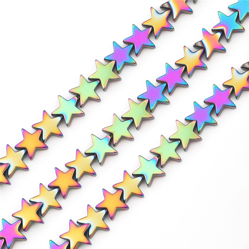 Electroplating rainbow color five-pointed star 8mm