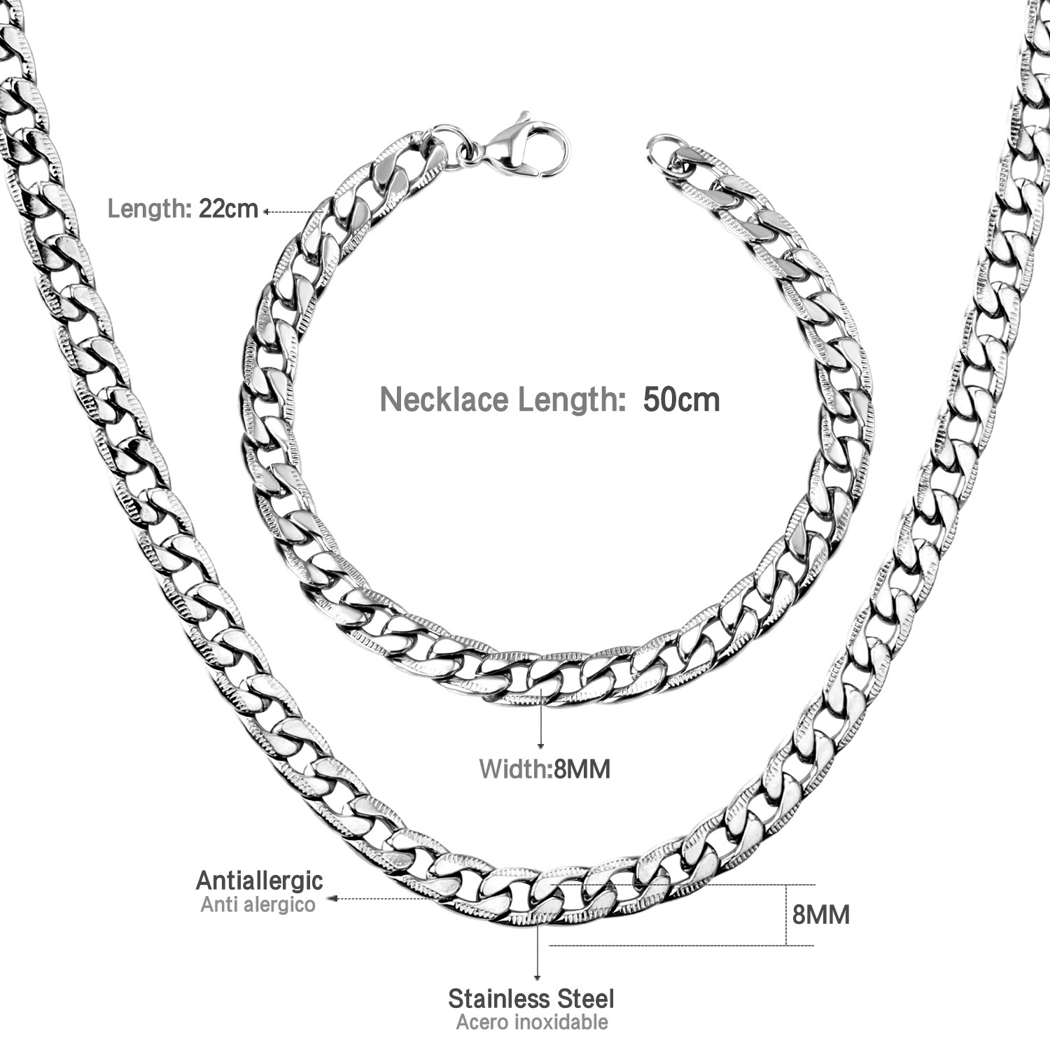 1:Steel Necklace 50cm