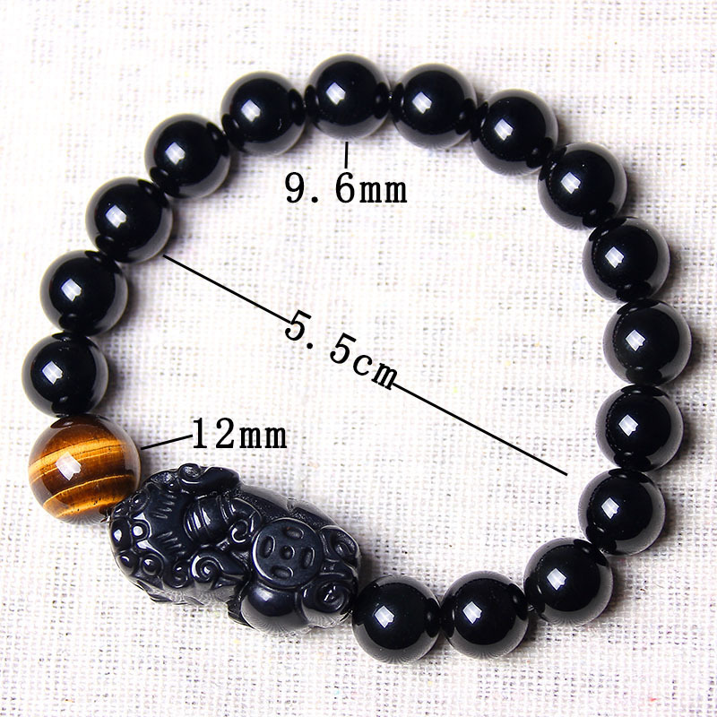 1 black 9.6mm obsidian PI xiu bracelet 168653-B9-0
