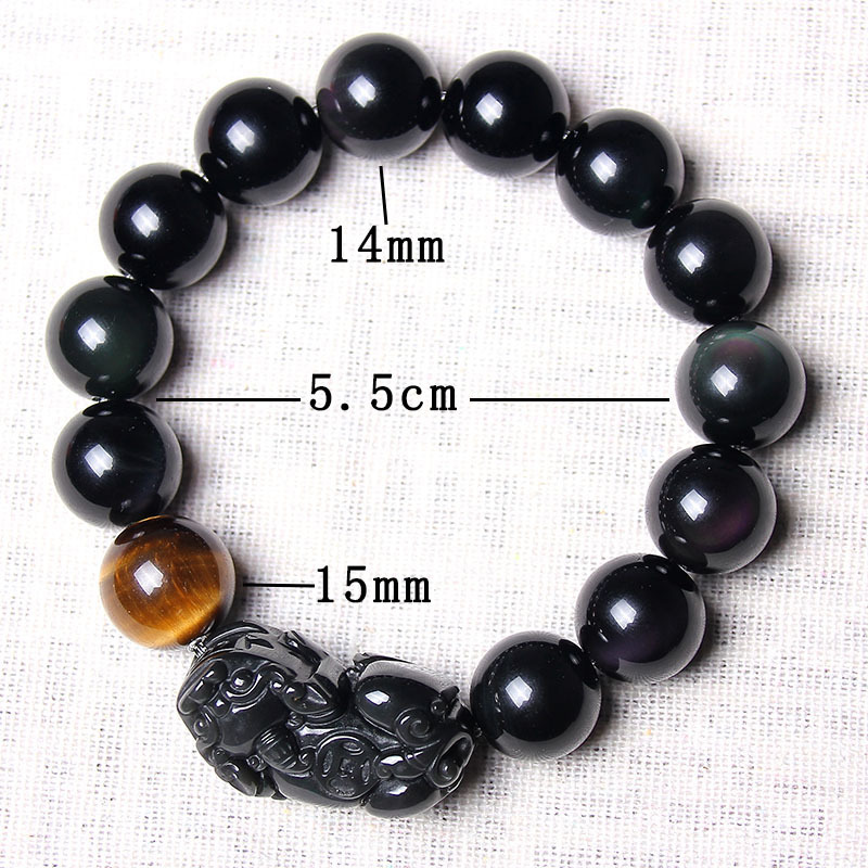 1 black 14mm obsidian PI xiu bracelet 168653-B9-02