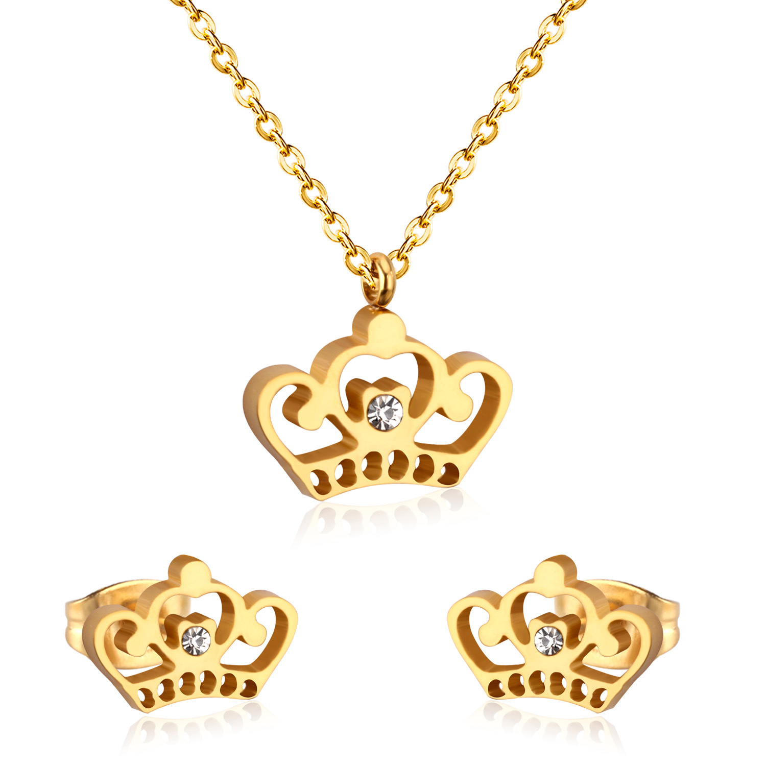 Gold Glossy Crown with Diamonds