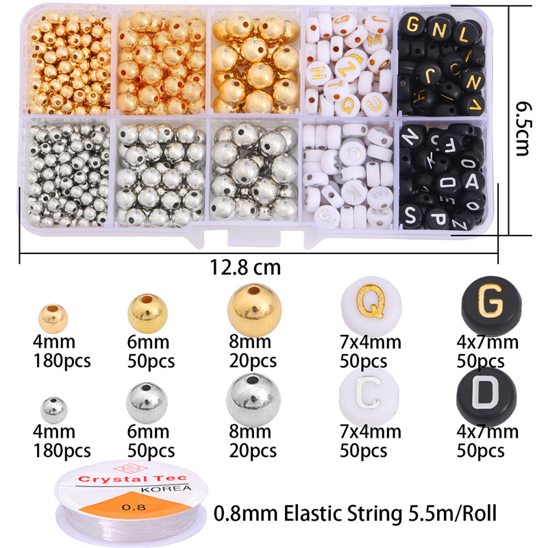 4:10g CCB beads 4/6/8mm  letter beads   elastic wire 1 box