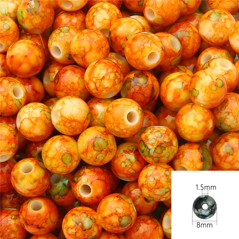 34:About 100 pcs/pack of orange 8mm