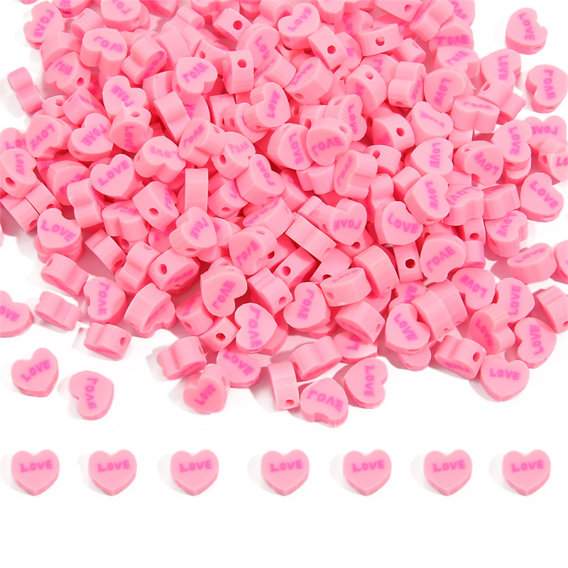 Heart with Love 9x8mm pink 30 PCS/pack