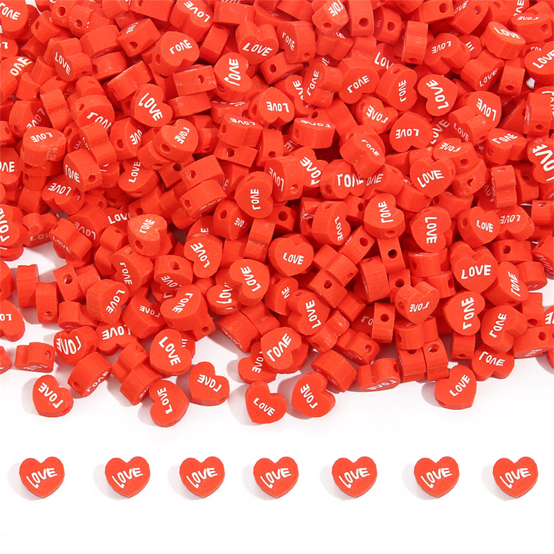 Heart with Love 9x8mm red 30 PCS/pack