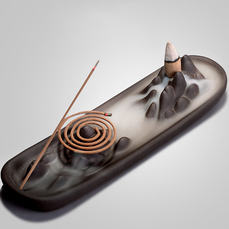 Landscape three-purpose incense burner