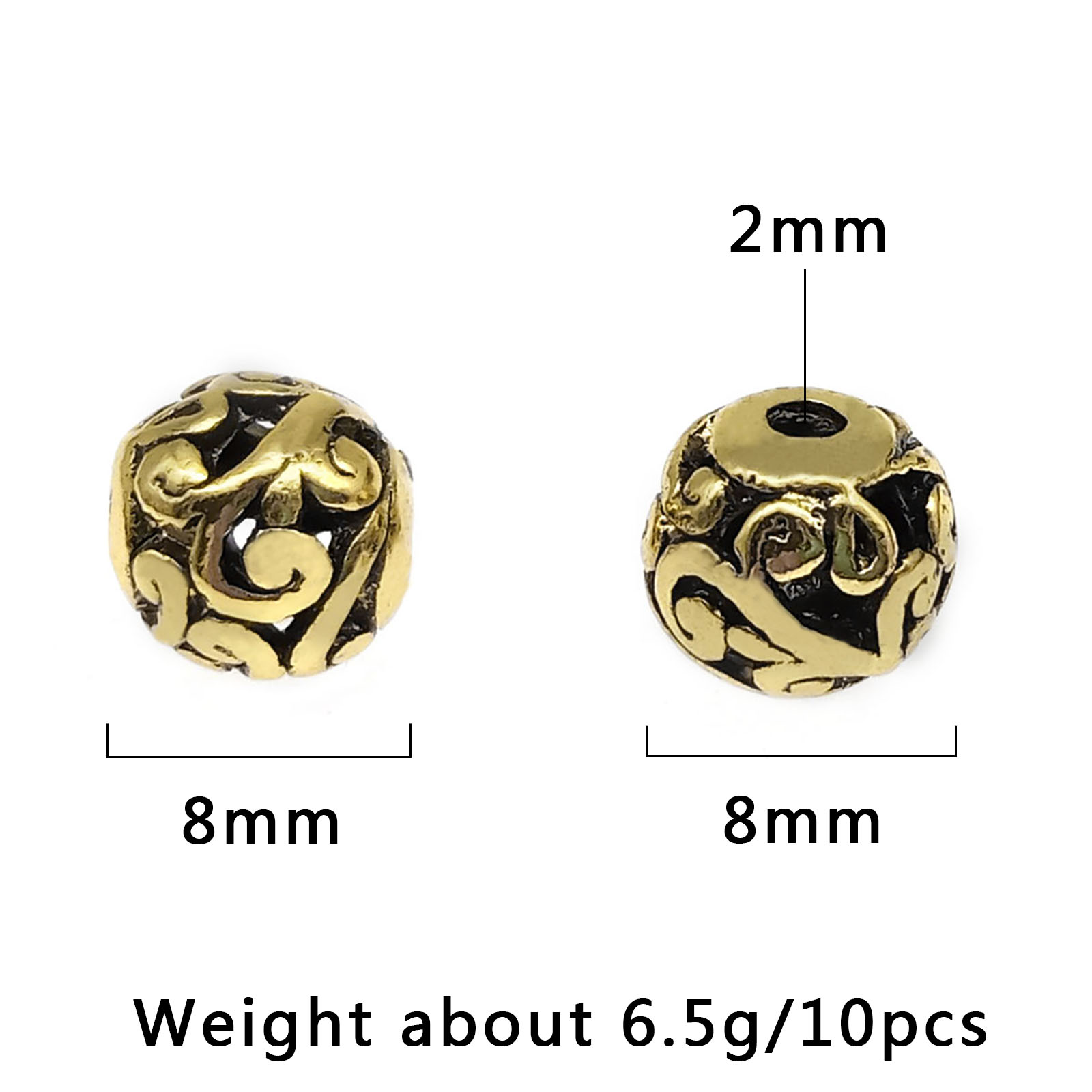 1:The diameter of the beads is 8mm and the hole diameter is about 2mm