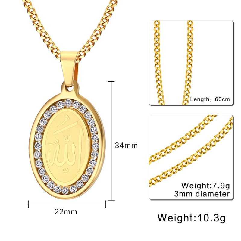Oval Gold Pendant   60CM with Chain