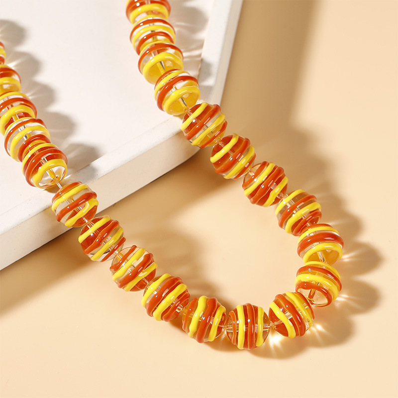 13#Orange striped beads