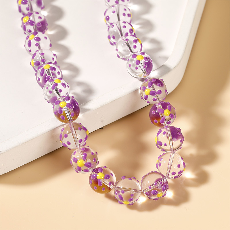 8# purple flower beads