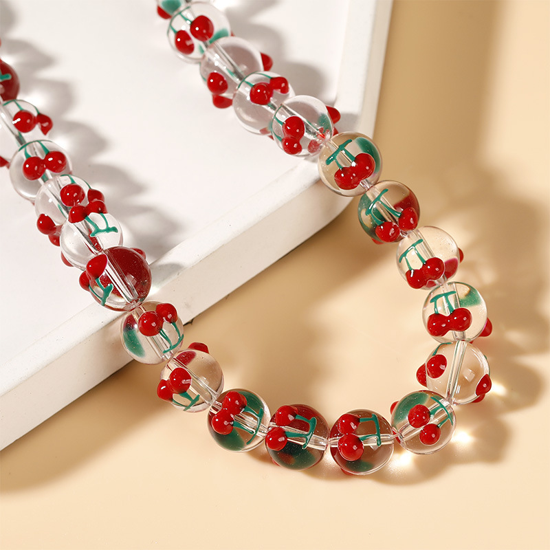 1:1# red cherry beads