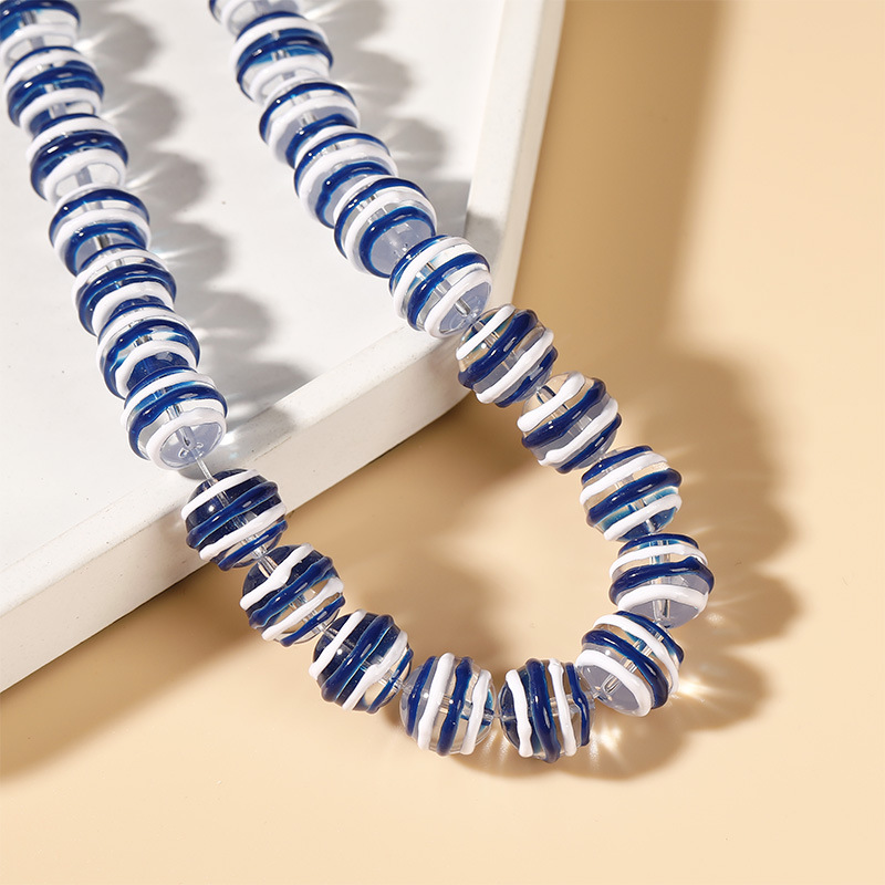 15:15# blue and white striped beads