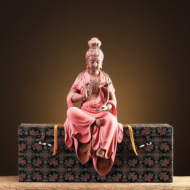 Free Avalokitesvara-Colored Sand Pottery 21*9.3*42.5cm