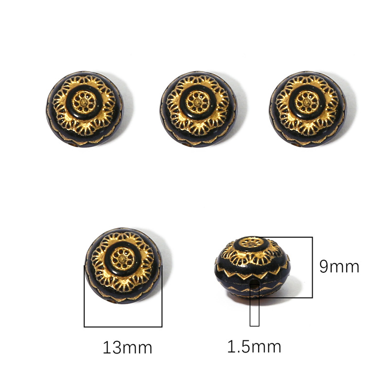 13mm black round flower 30pcs/pack