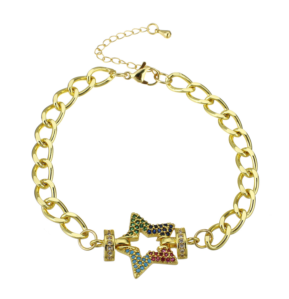 3:gold color plated with colorful cubic zirconia